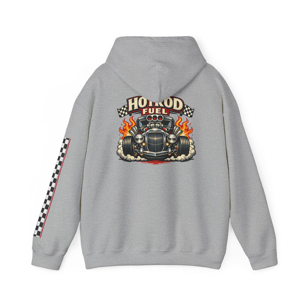 Hot Rod Hoodie — "Hot Rod Fuel" Vintage Car Racing Pullover