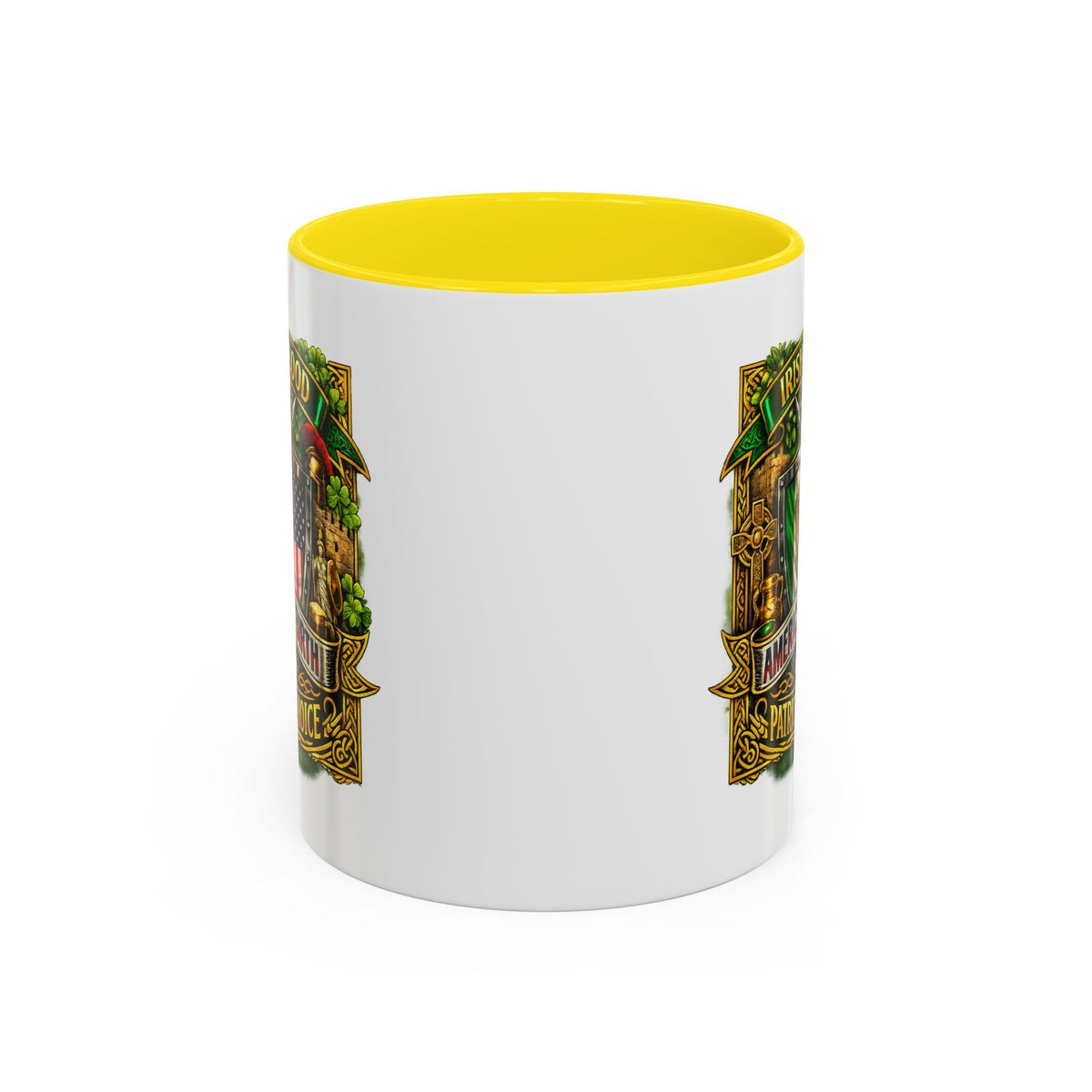 Irish Pride Coffee Mug — "Irish by Blood, American by Birth, Patriot by Choice" Patriotic Ceramic Mug