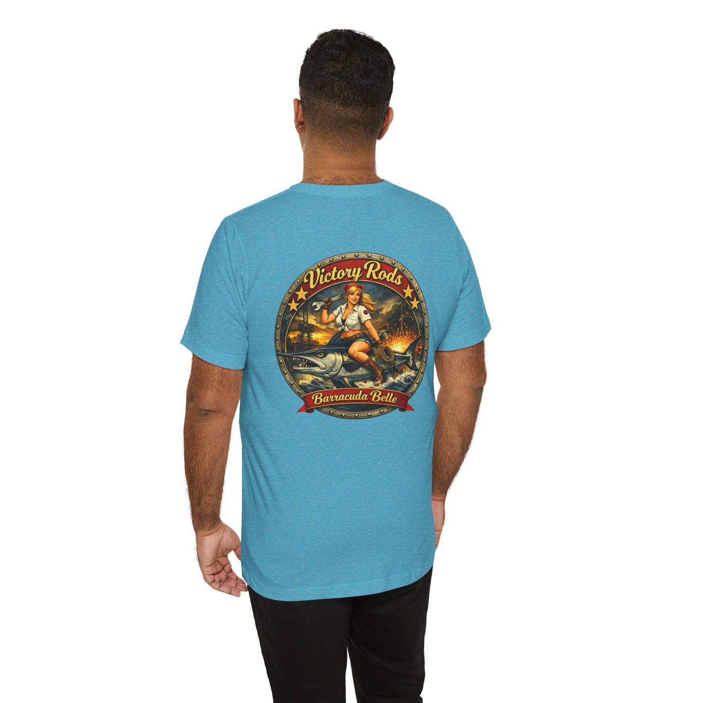 Barracuda Belle Vintage Pinup Tee — Victory Rods Motorcycle T‑Shirt