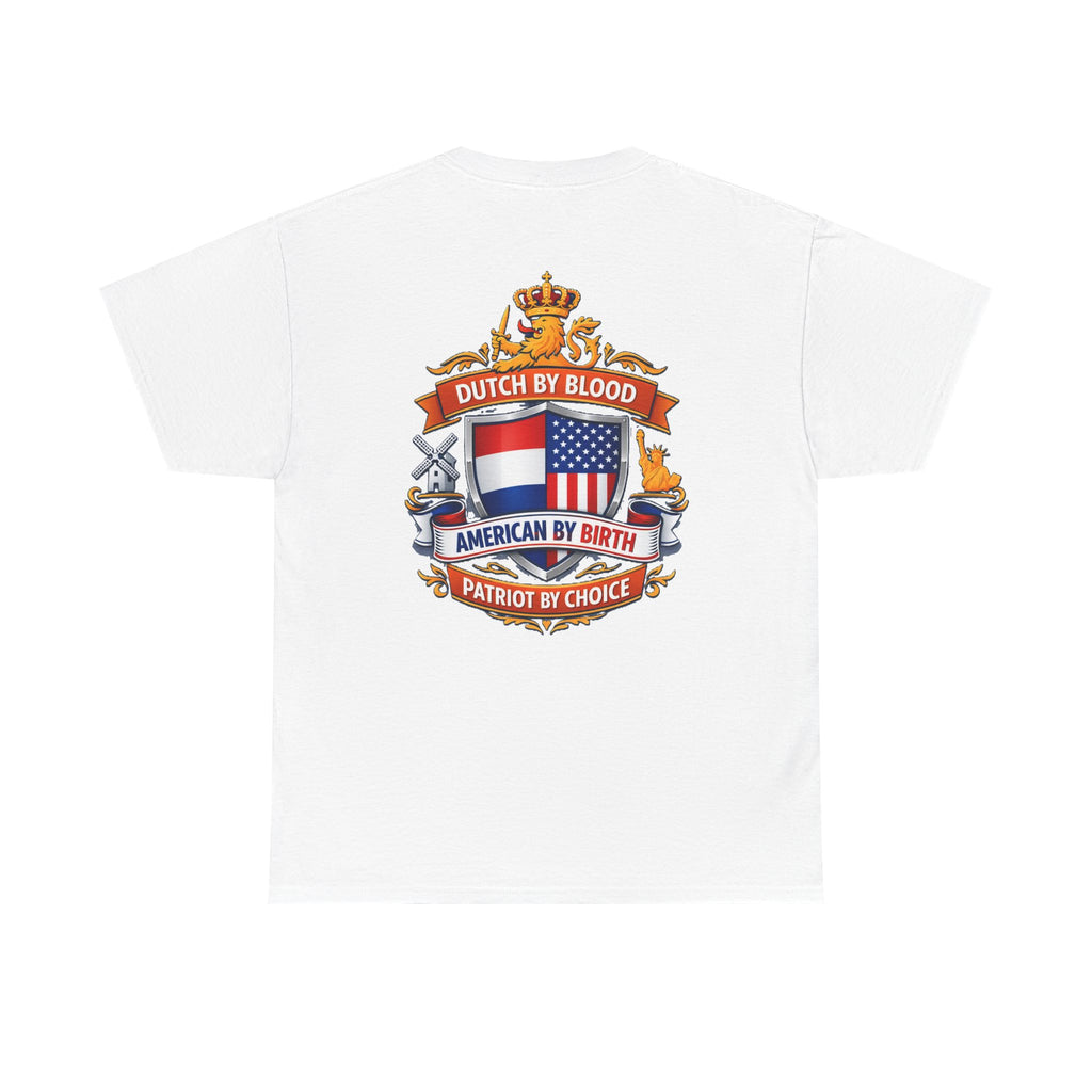 Dutch by Blood, American by Birth T-Shirt — Patriotic Netherlands USA Crest Tee