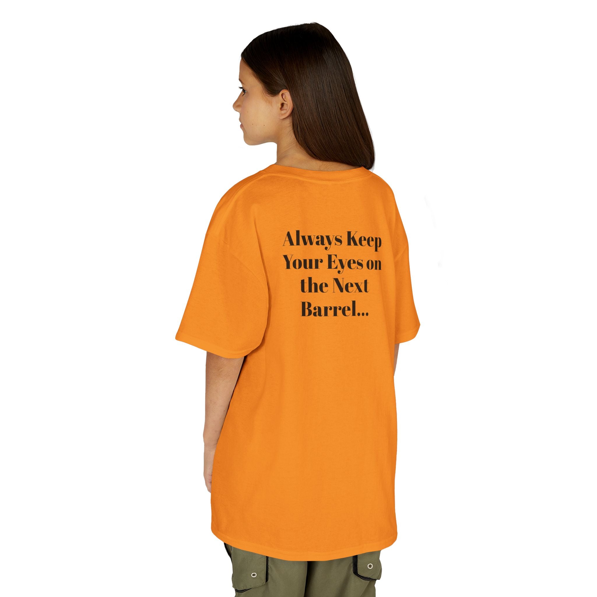 Kids T-Shirt — 'Always Keep Your Eye On the Next Barrel' Cowgirl Graphic