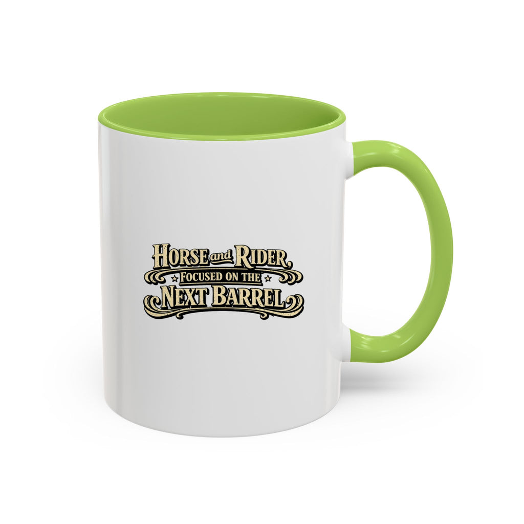 Barrel Racing Coffee Mug — "Horse and Rider Focused on the Next Barrel"