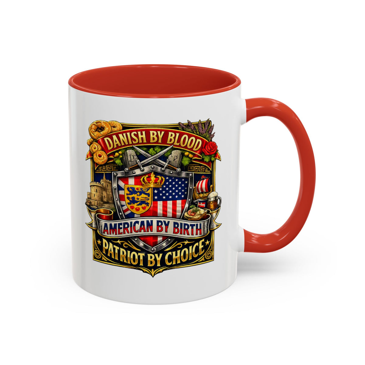 Danish/American Pride Danish by Blood, American by Birth Accent Coffee Mug (11/15oz)