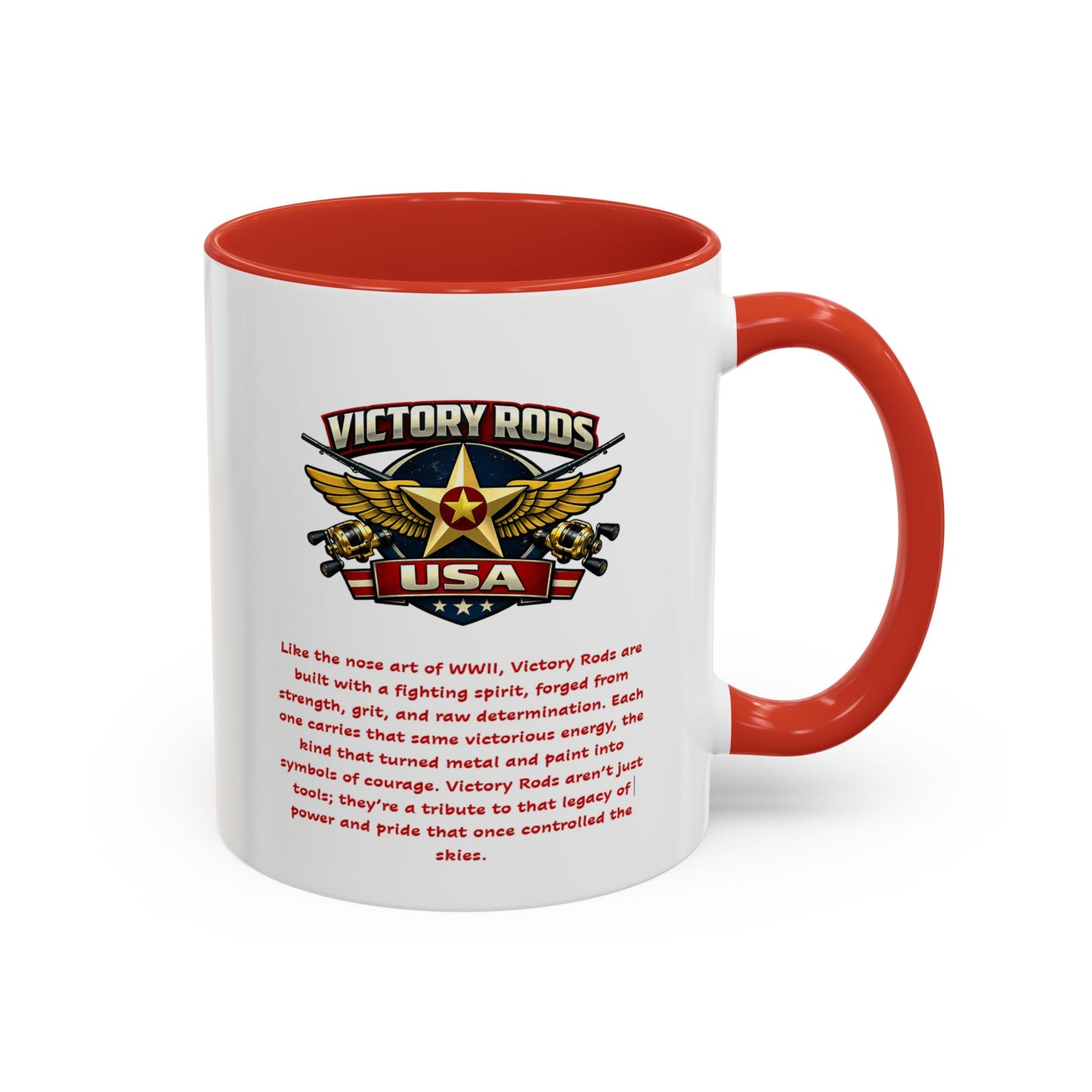 Victory Rods Sportfisherman's WWII Nose Art Pin-Up Illustration Mug | Ceramic Coffee Cup