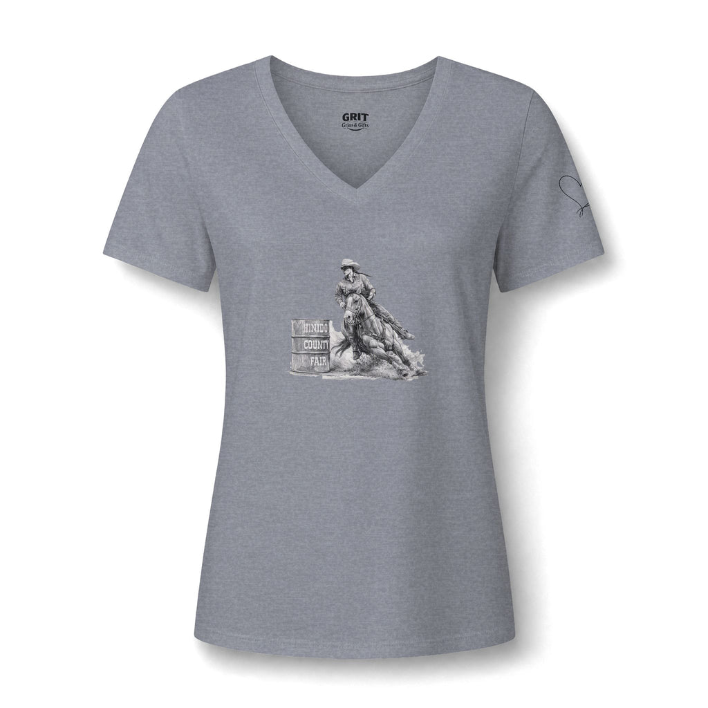 Cowgirl Barrel Racer V-Neck Tee — Rodeo Western Women's Shirt