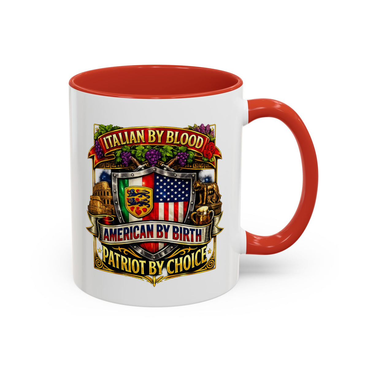 Italian by Blood American by Birth "Patriot by Choice" Accent Coffee Mug (11/15oz)