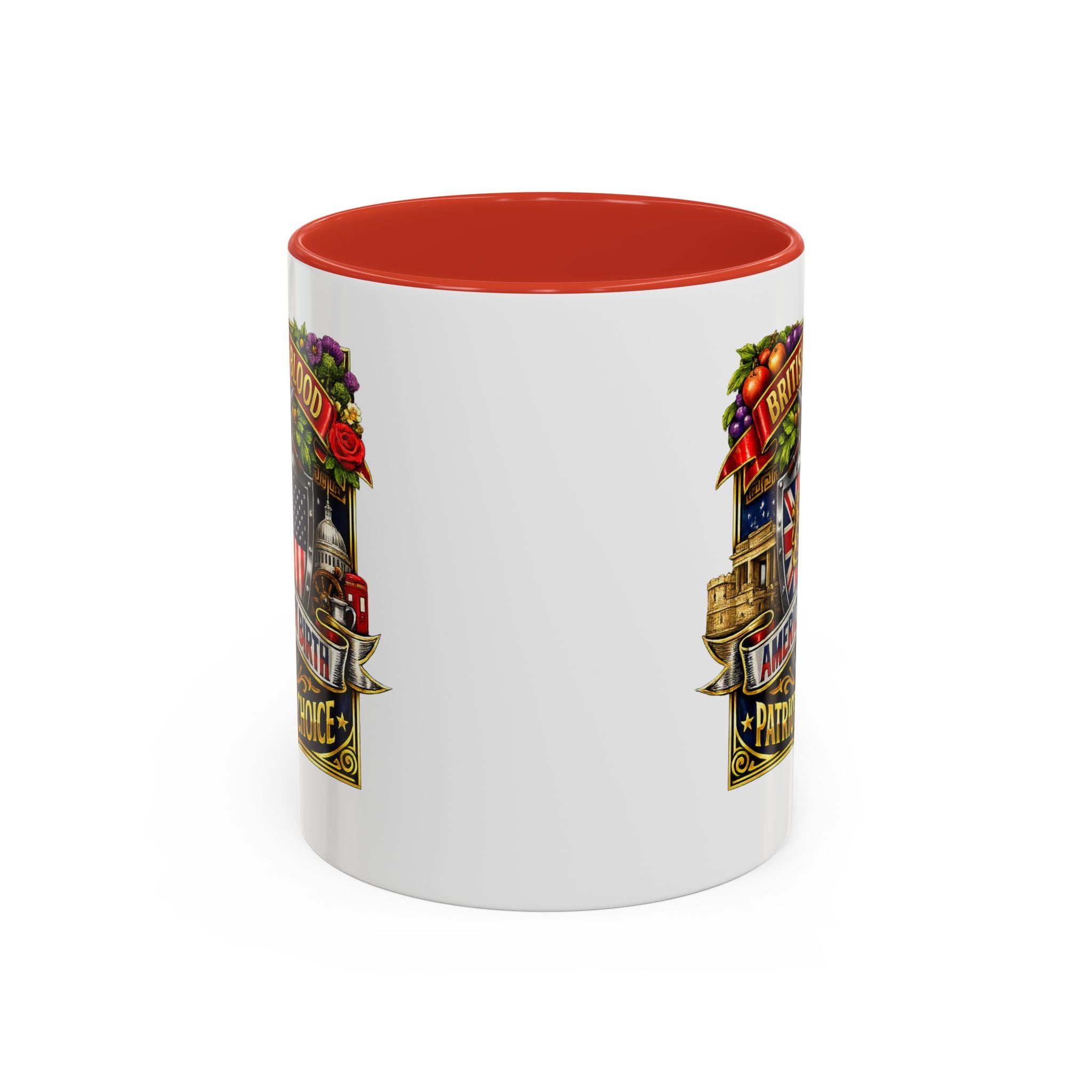British Pride Coffee Mug — "British by Blood, American by Birth, Patriot by Choice" Patriotic Ceramic Mug
