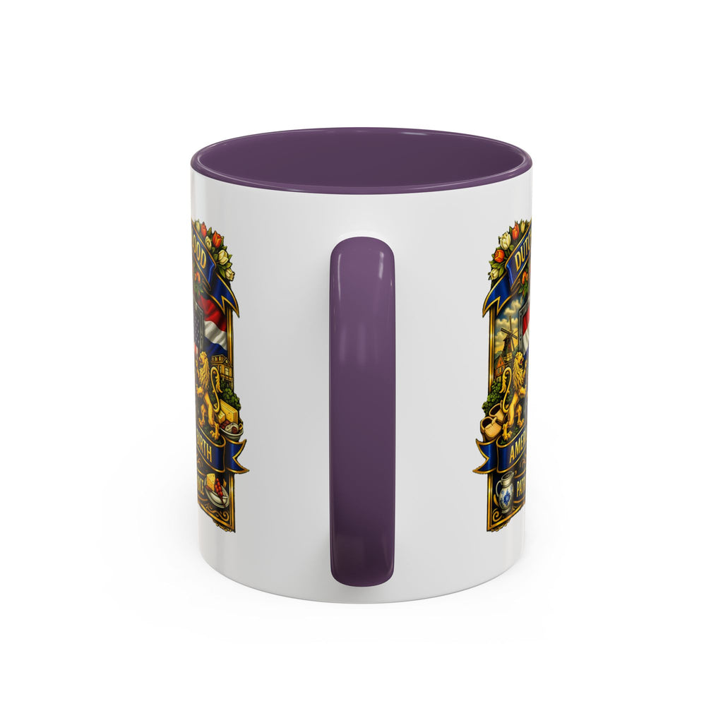 Dutch/American Pride Mug with Vintage Botanical Crest Design