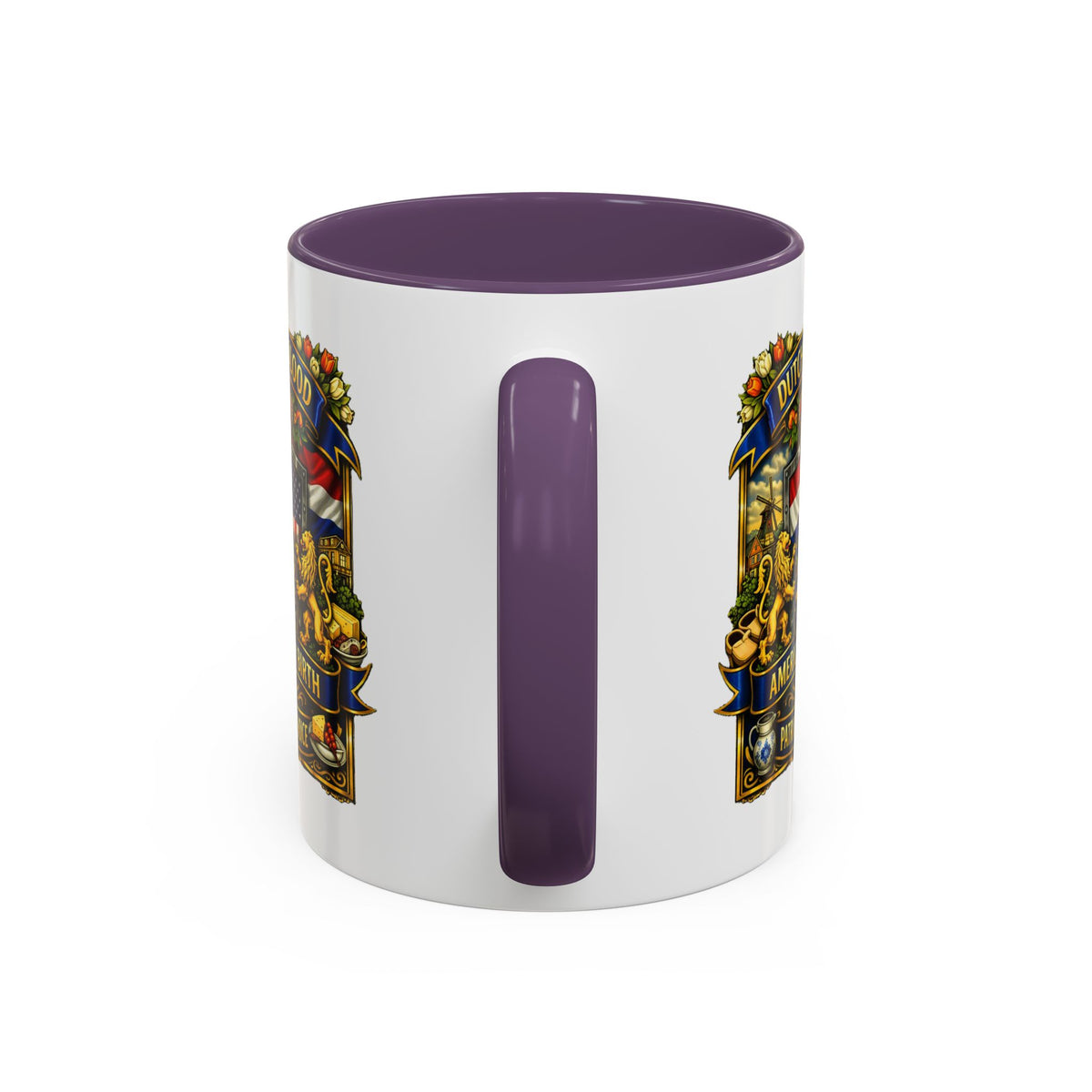 Dutch/American Pride Mug with Vintage Botanical Crest Design
