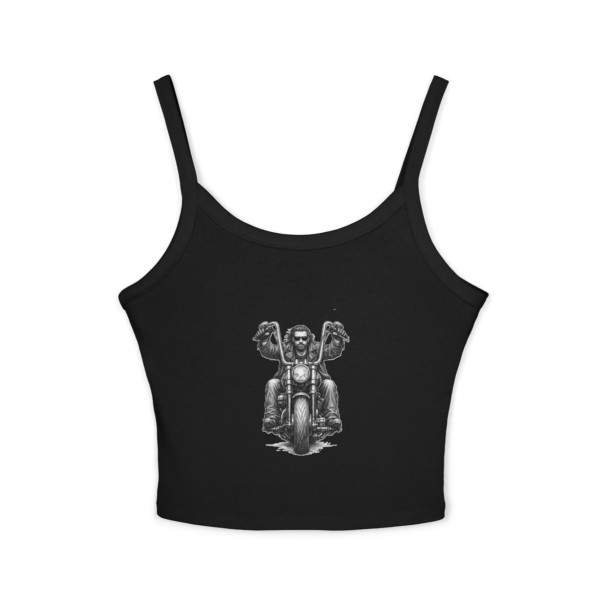 Motorcycle Rider Crop Tank Top — Vintage Biker Graphic