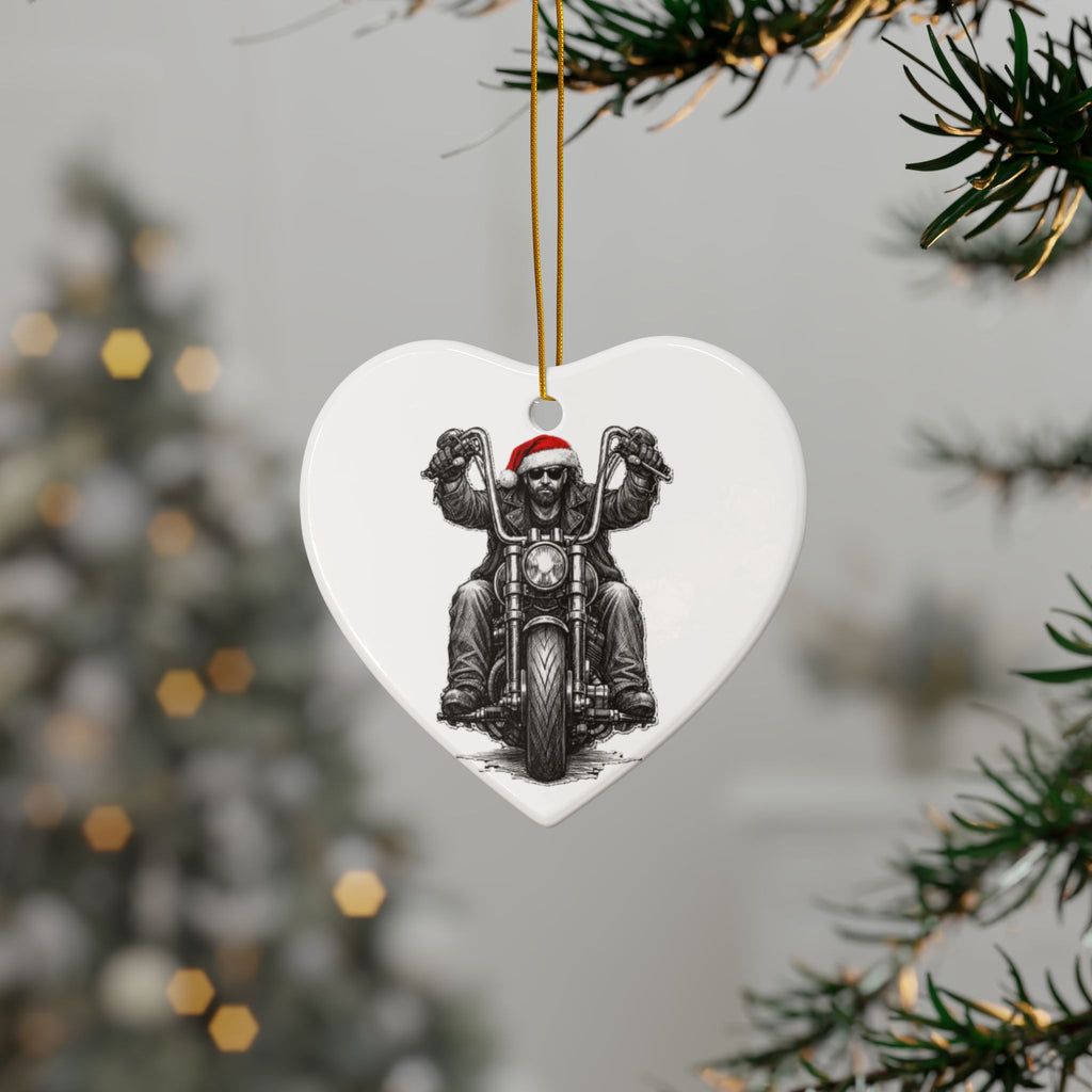 Copy of Biker Motorcycle Ceramic Ornament — Double-Sided Round Holiday Decoration