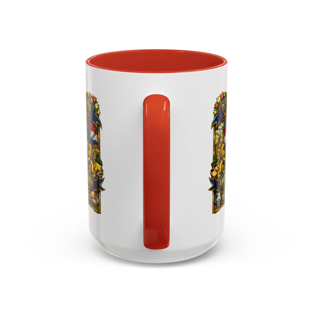 Dutch/American Pride Mug with Vintage Botanical Crest Design