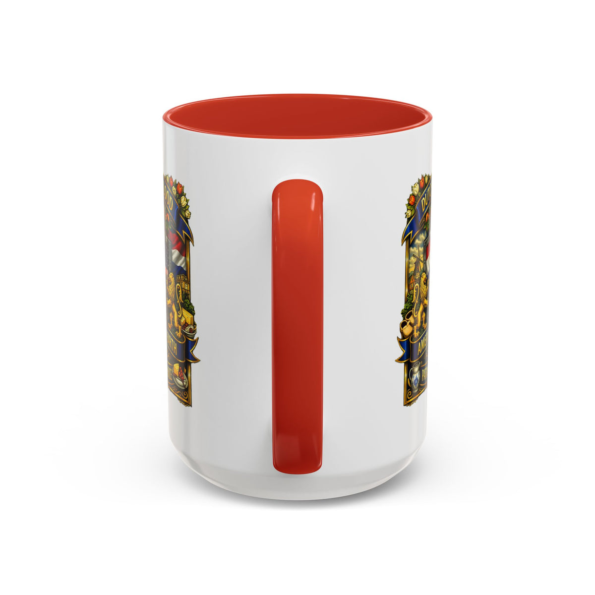 Dutch/American Pride Mug with Vintage Botanical Crest Design
