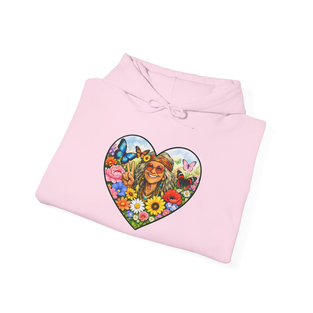 Heart Floral Hippie Hoodie - Vintage Flower Child Pullover