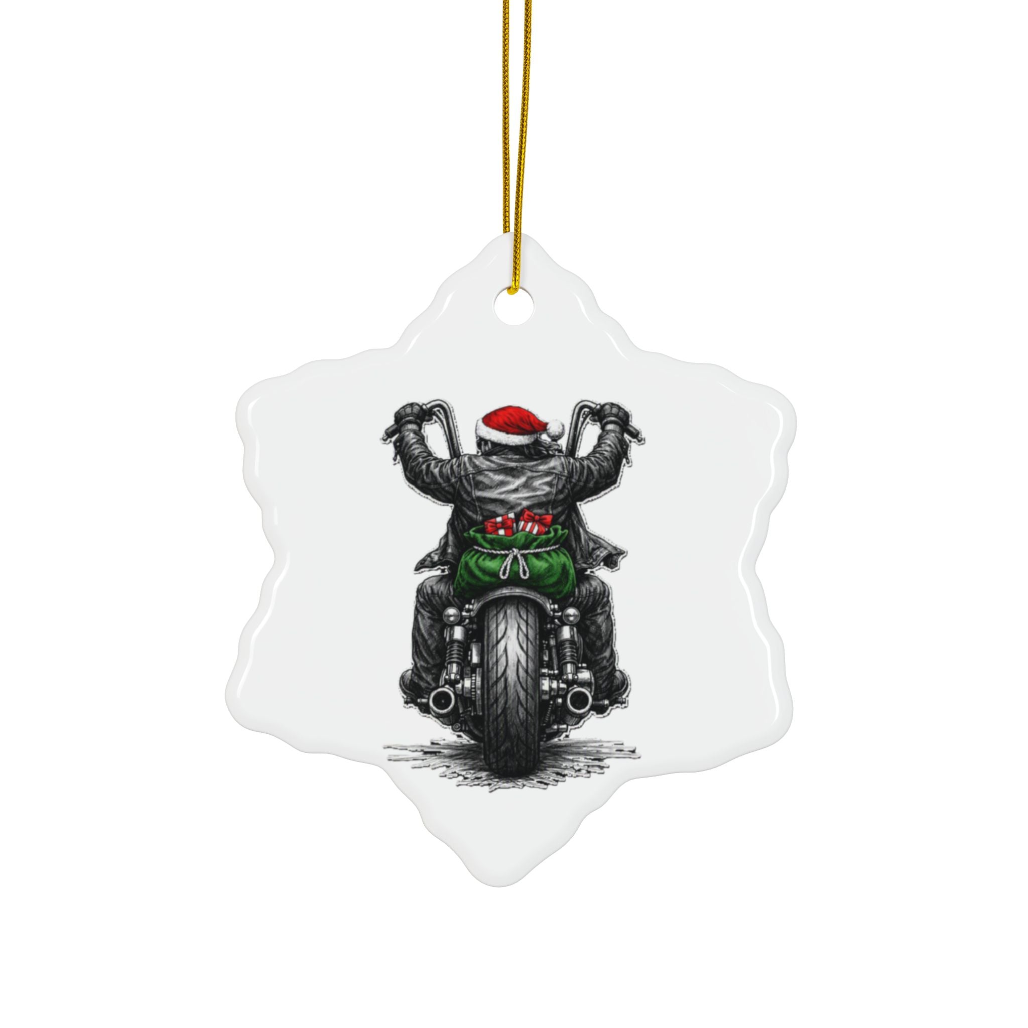 Copy of Biker Motorcycle Ceramic Ornament — Double-Sided Round Holiday Decoration