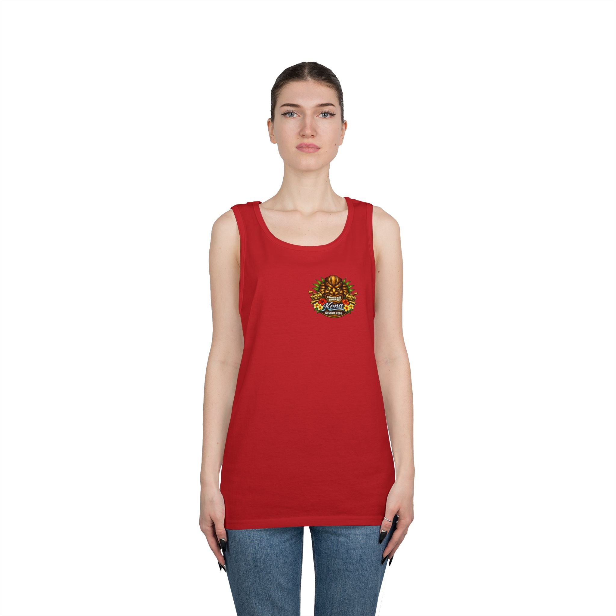 Kona Rods Vintage Pinup Beach Tank Top — 'Thresher Shark Anne' Retro WWII Nose Art