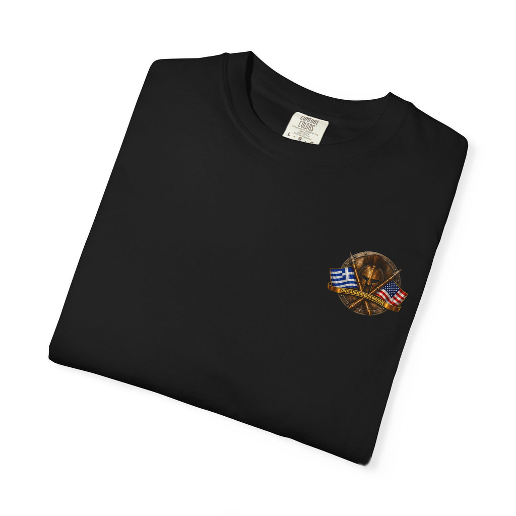 Greek American Heritage T-Shirt — Eagle Crest with Flags & "One Nation" Emblem