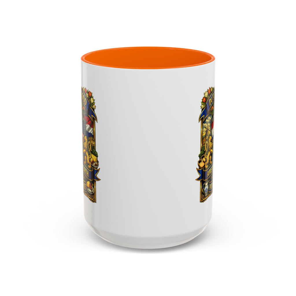 Dutch/American Pride Mug with Vintage Botanical Crest Design