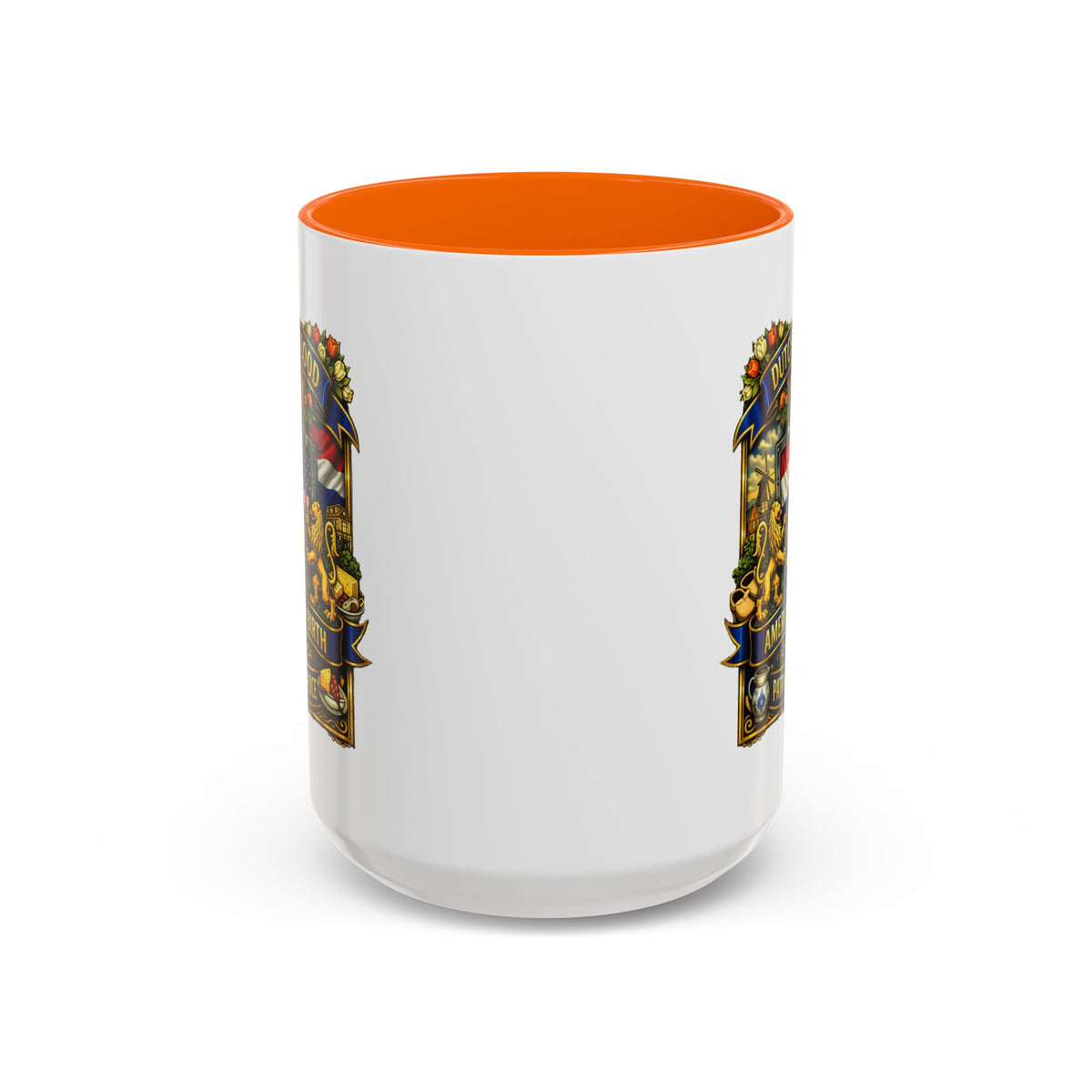 Dutch/American Pride Mug with Vintage Botanical Crest Design