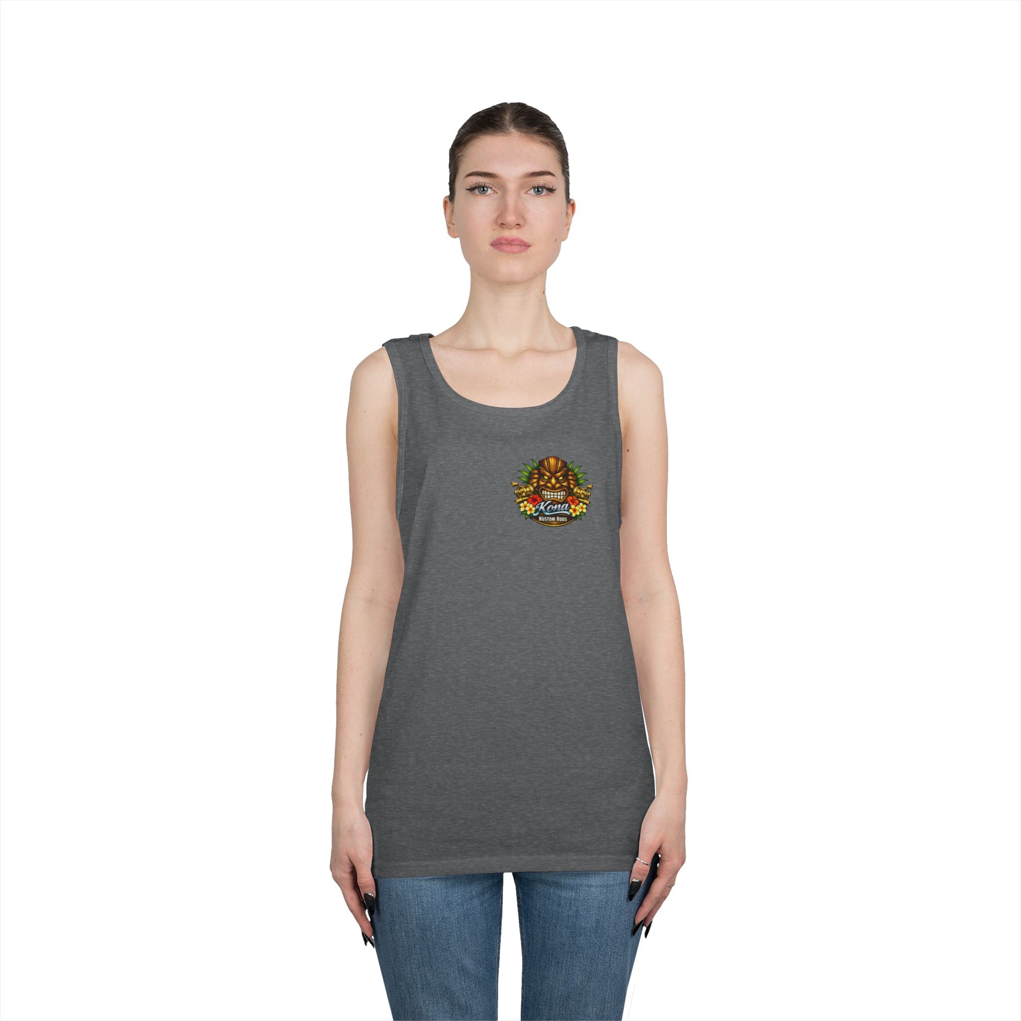Kona Rods Vintage Pinup Beach Tank Top — 'Thresher Shark Anne' Retro WWII Nose Art
