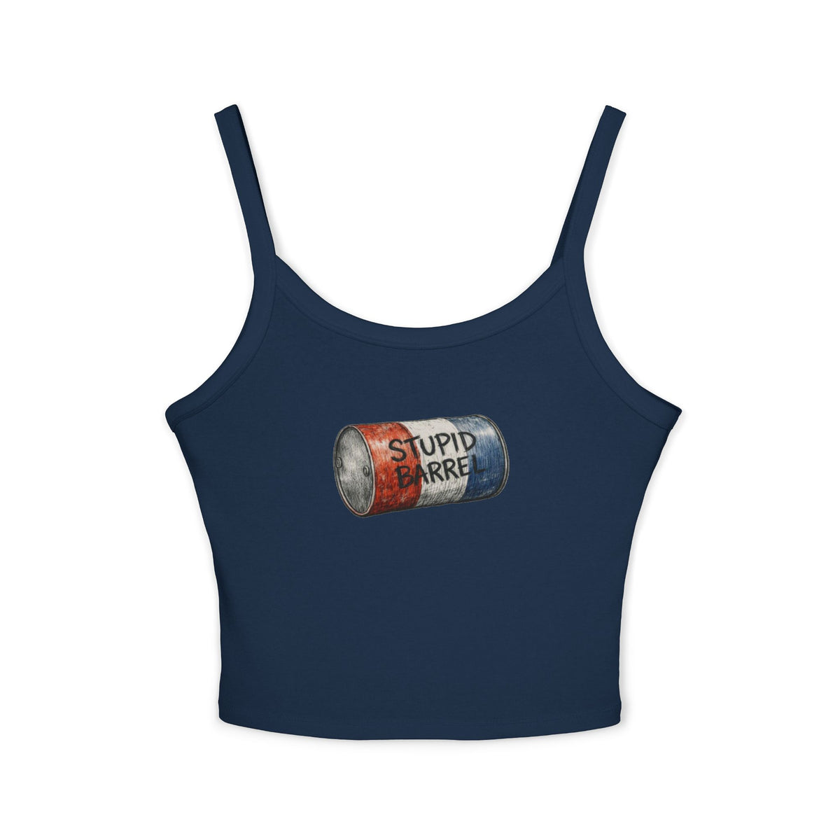 Stupid Barrel Graphic Cropped Tank — Women’s Spaghetti Strap Crop Top