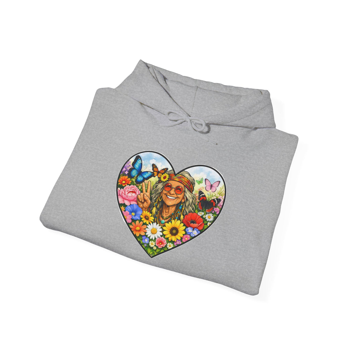 Heart Floral Hippie Hoodie - Vintage Flower Child Pullover