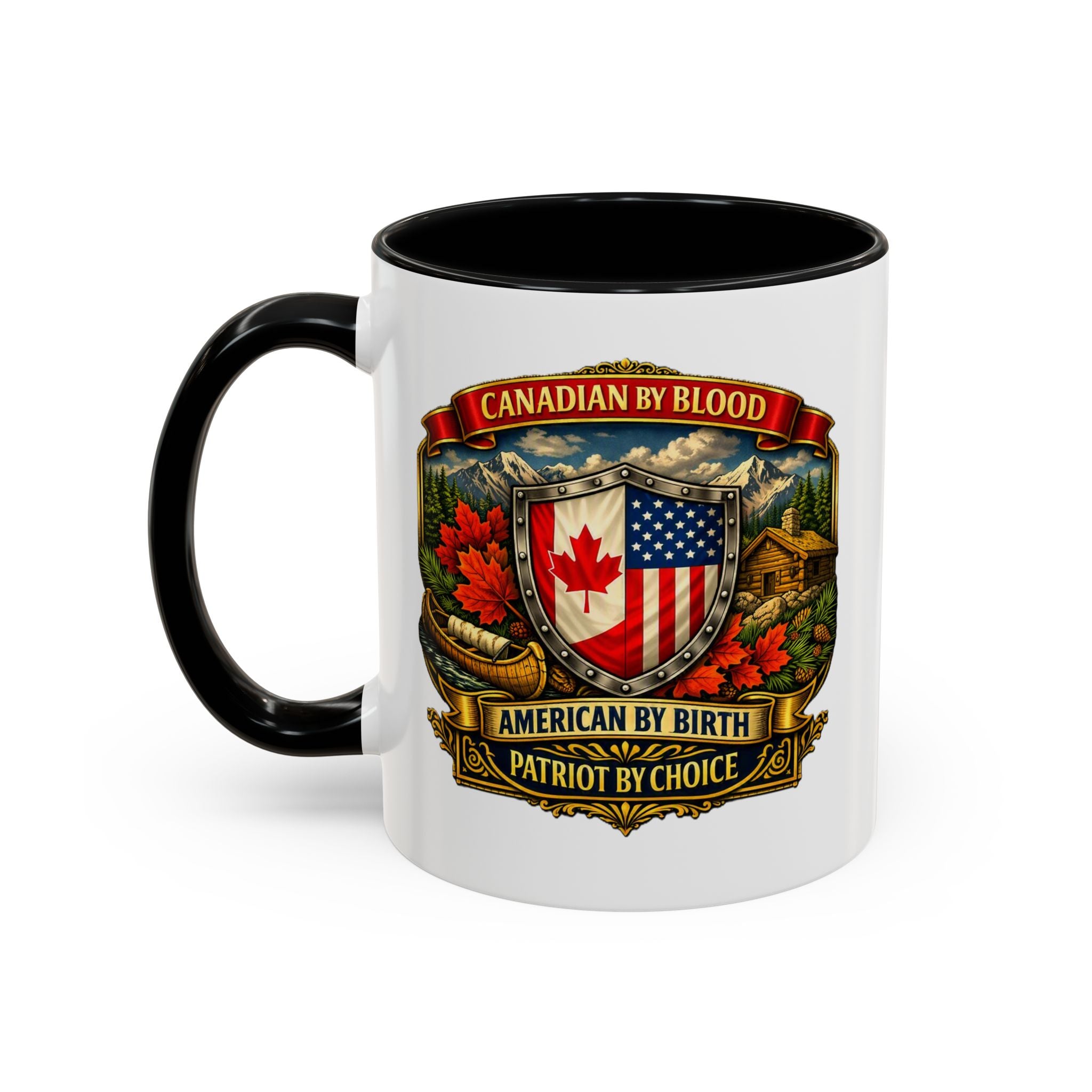 Canadian/American Pride Coat of Arms Accent Coffee Mug (11/15oz)