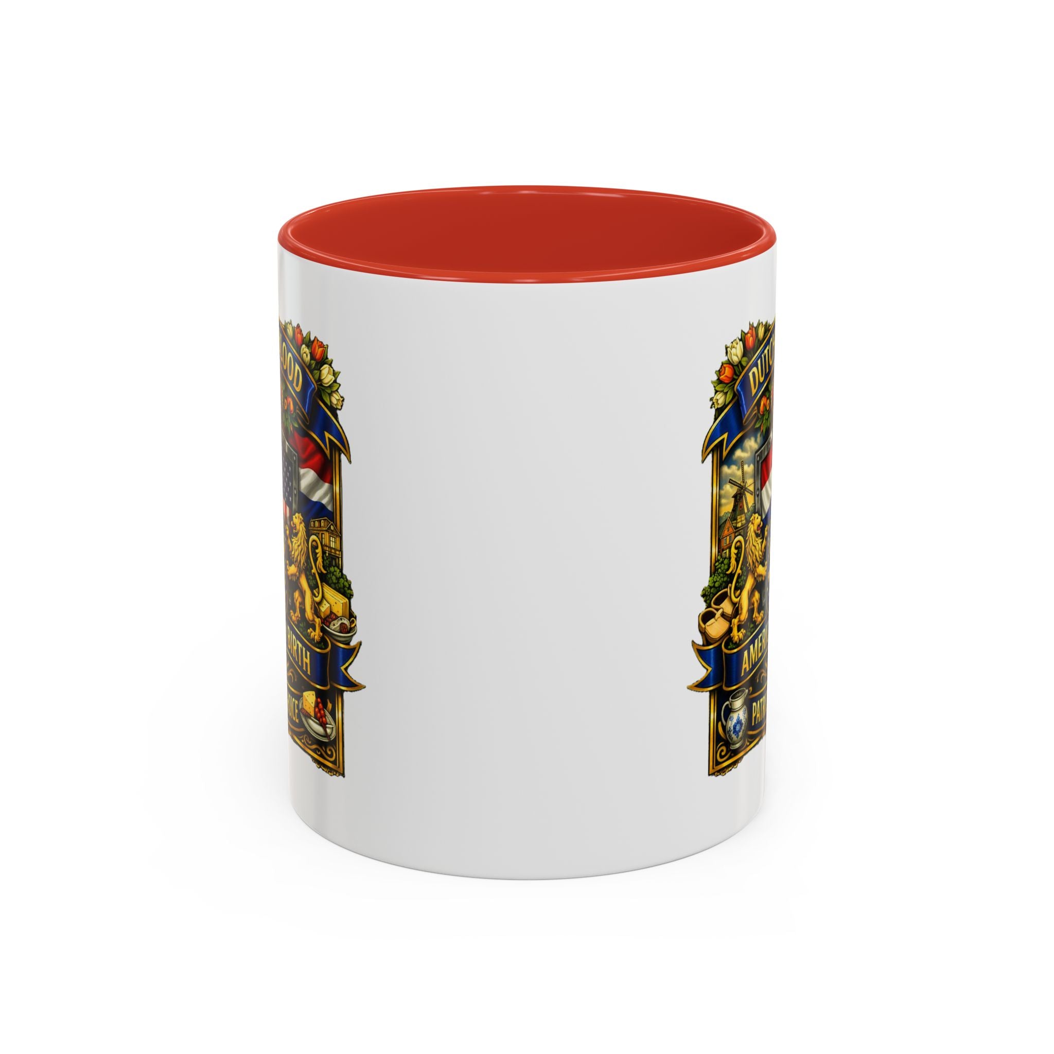 Dutch/American Pride Mug with Vintage Botanical Crest Design