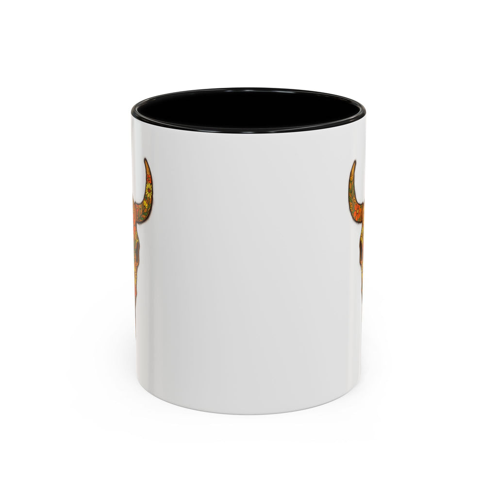 Copy of Turquoise Floral Bull Skull Coffee Mug — Southwestern Accent 11/15oz