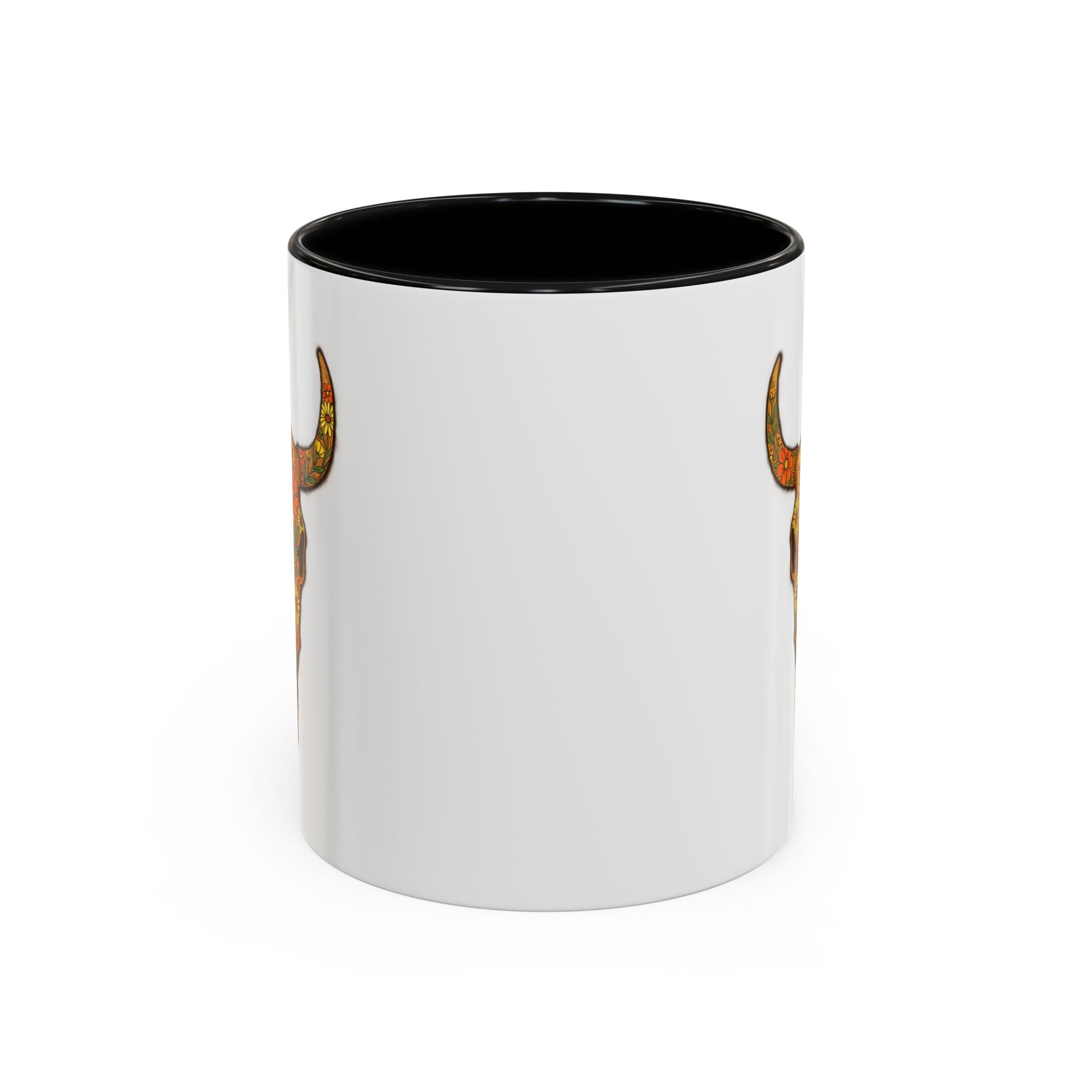 Copy of Turquoise Floral Bull Skull Coffee Mug — Southwestern Accent 11/15oz