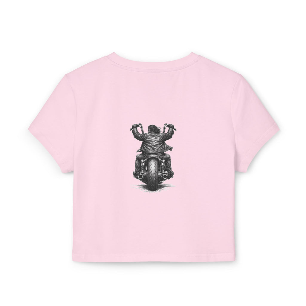 Biker Women's Baby Tee — Vintage "BBBAD" Design