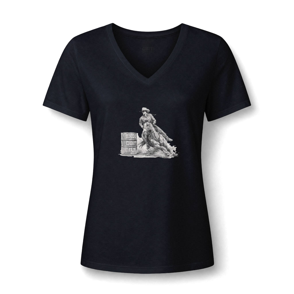 Cowgirl Barrel Racer V-Neck Tee — Rodeo Western Women's Shirt