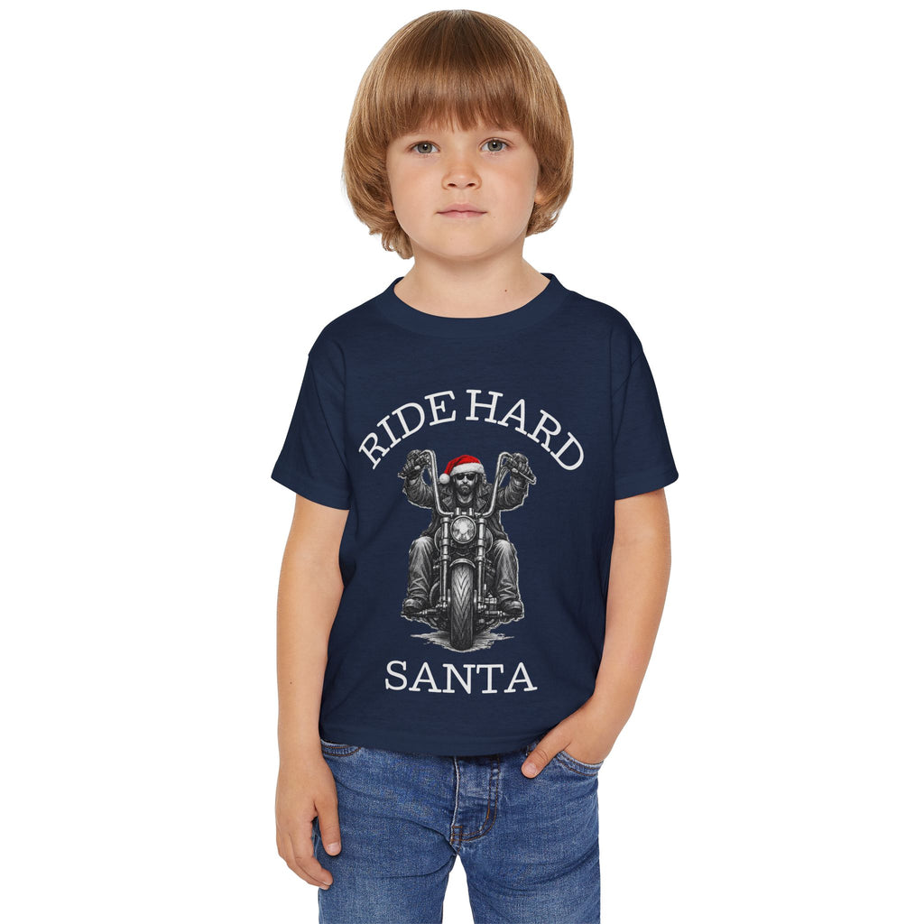 Toddler T‑Shirt — Ride Hard Santa Motorcycle Christmas Tee
