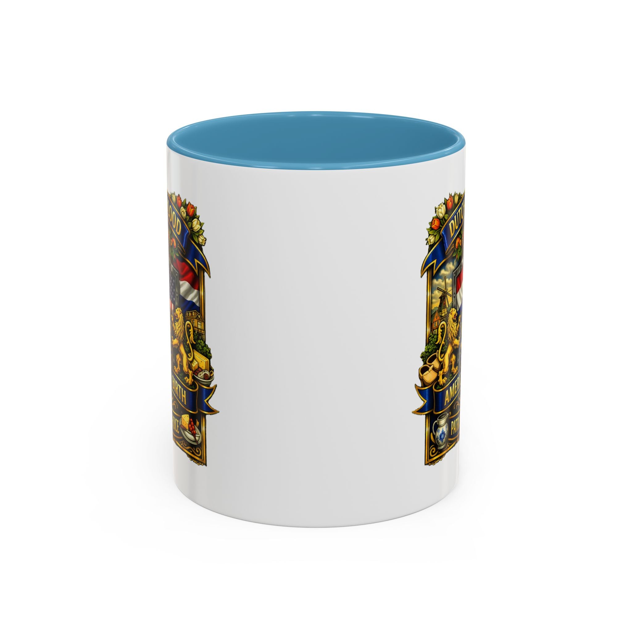Dutch/American Pride Mug with Vintage Botanical Crest Design