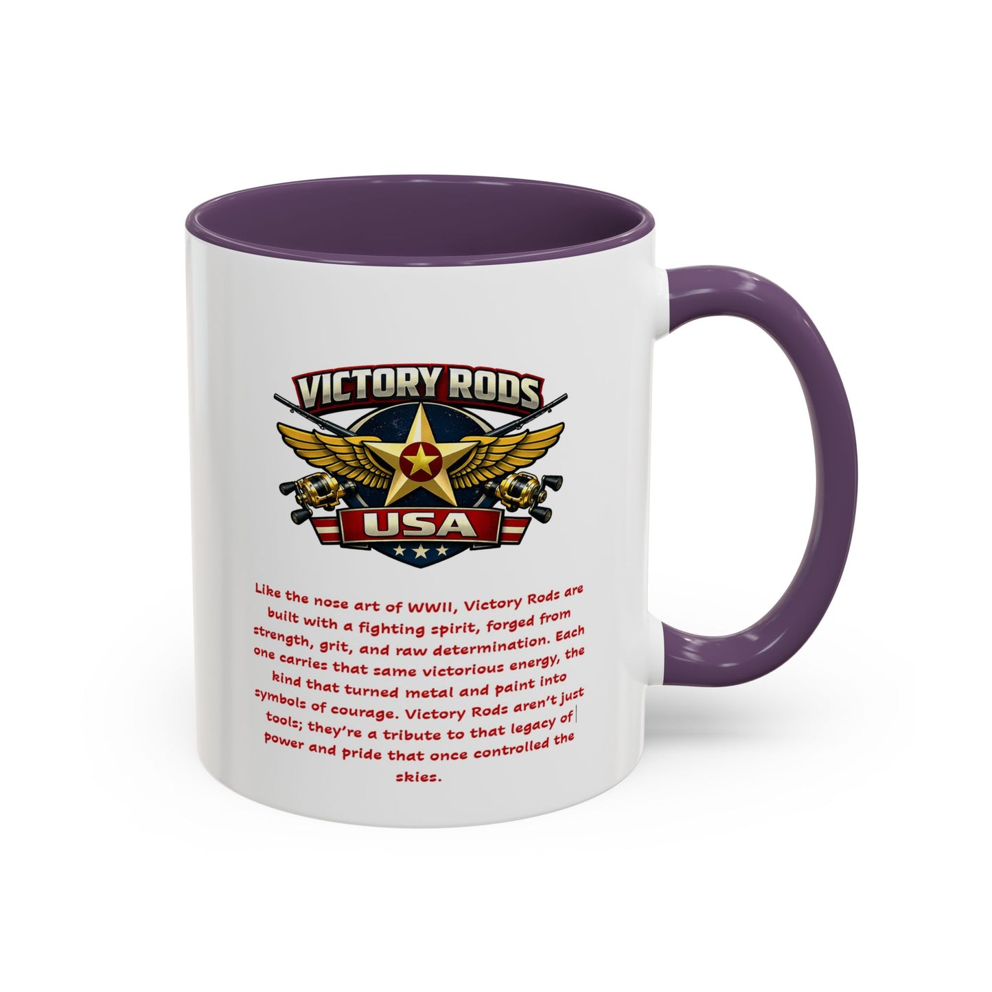 Victory Rods Sportfisherman's WWII Nose Art Pin-Up Illustration Mug | Ceramic Coffee Cup