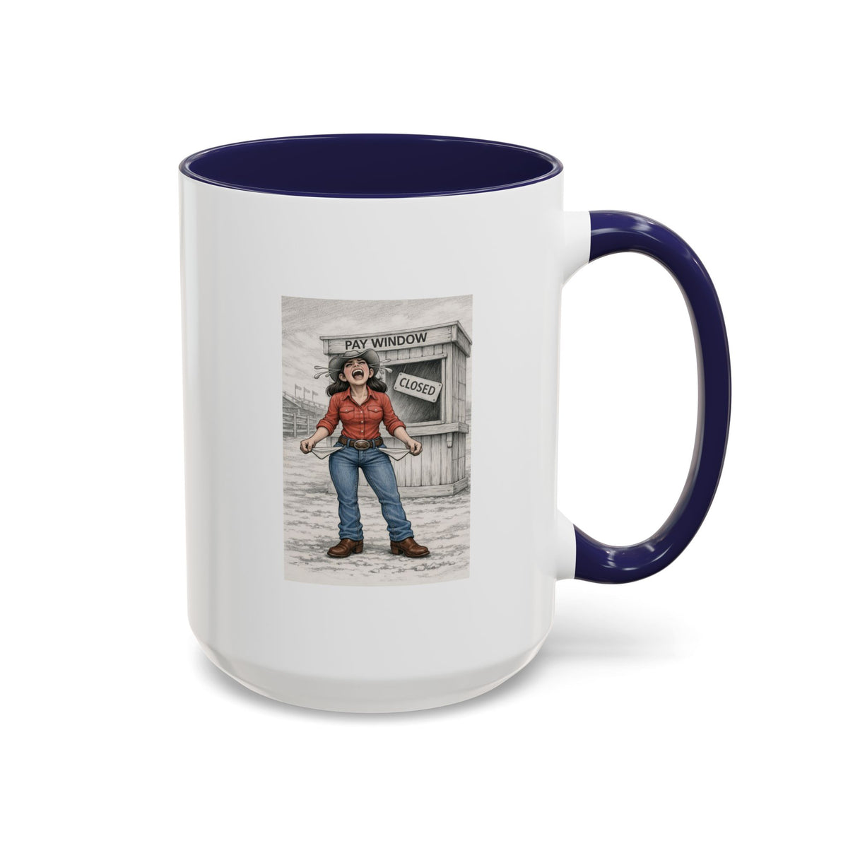 Out of the Money Barrel Racing Coffee Mug — Rodeo Cowgirl Accent Mug (11/15 oz)