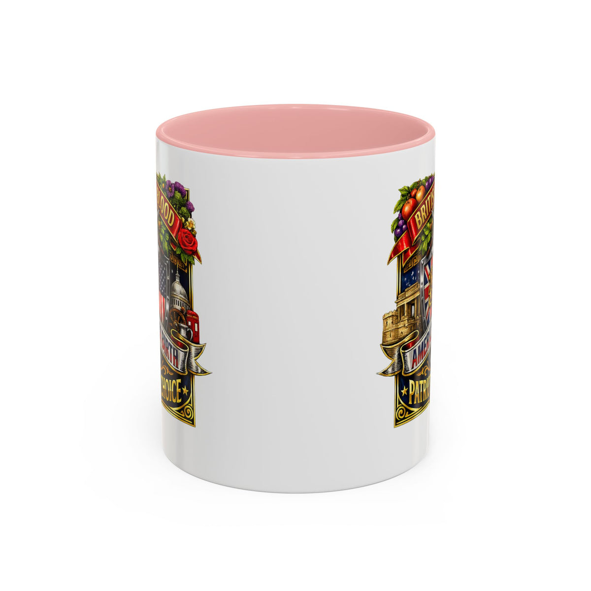 British Pride Coffee Mug — "British by Blood, American by Birth, Patriot by Choice" Patriotic Ceramic Mug