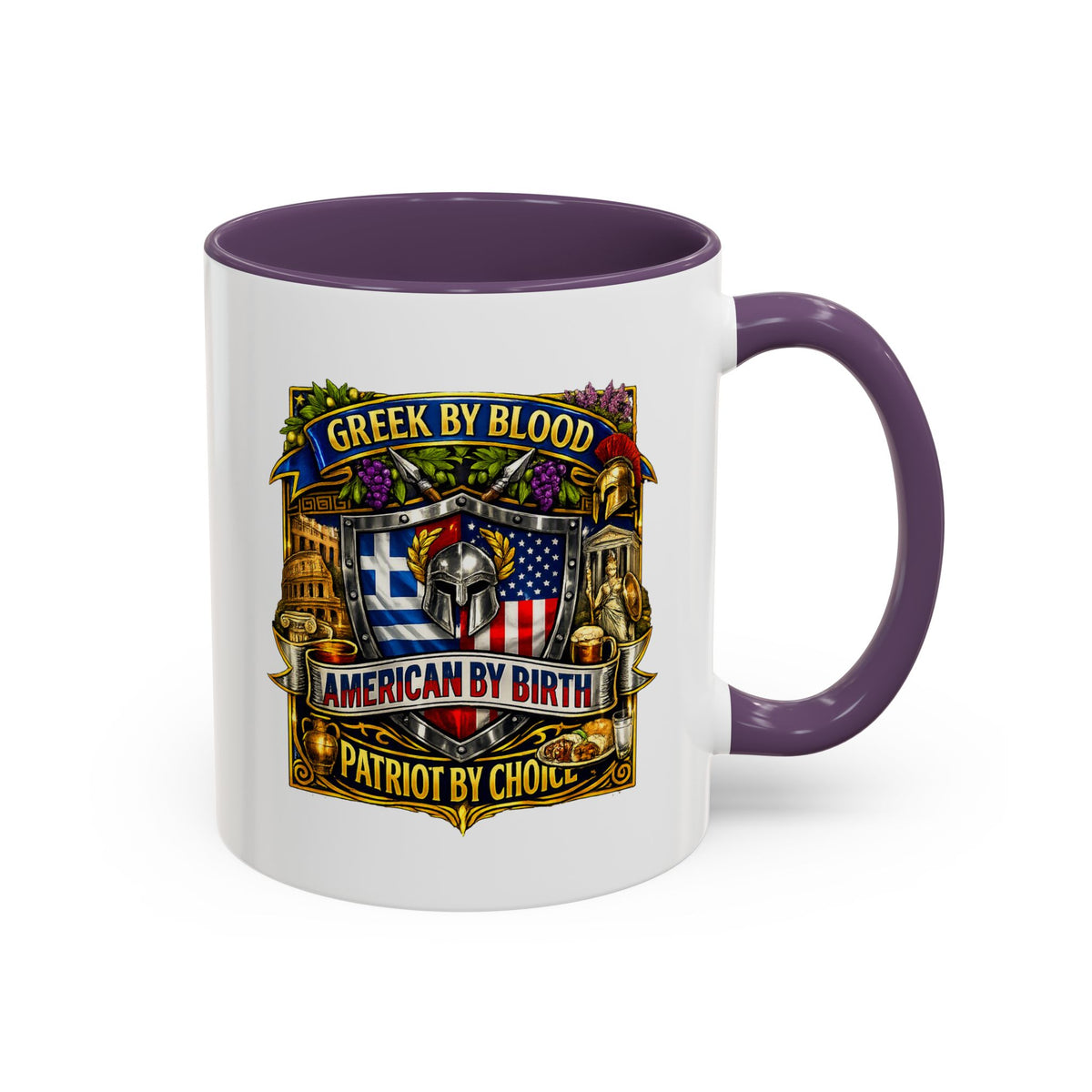 Greek by Blood, American by Birth Accent Coffee Mug – Patriotic Greek Heritage 11/15oz
