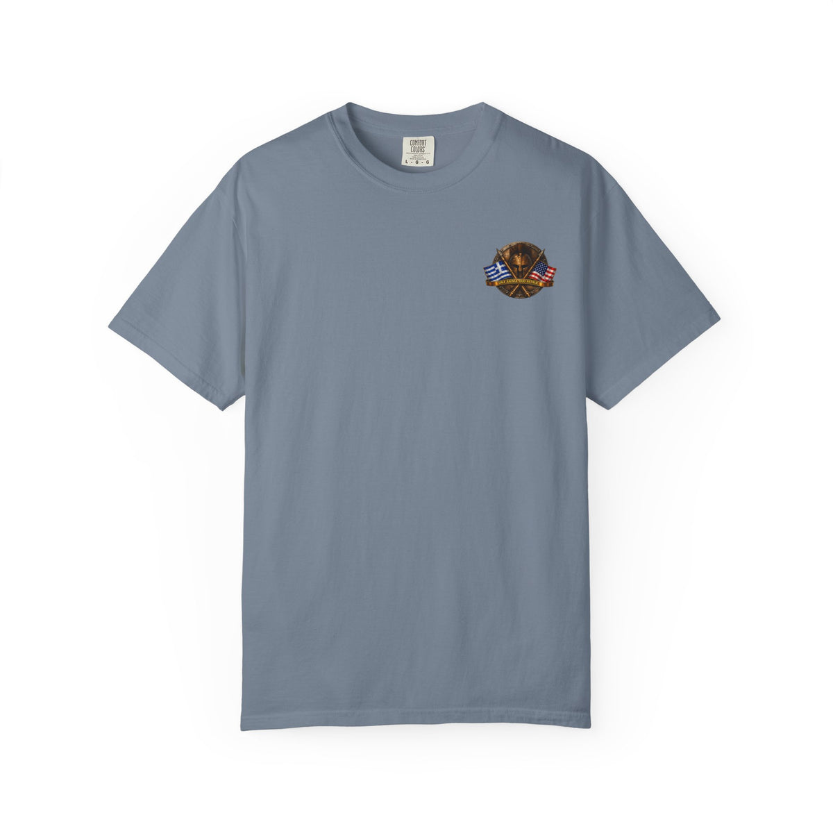 Greek American Heritage T-Shirt — Eagle Crest with Flags & "One Nation" Emblem