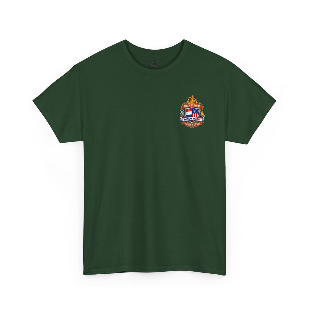 Dutch by Blood, American by Birth T-Shirt — Patriotic Netherlands USA Crest Tee
