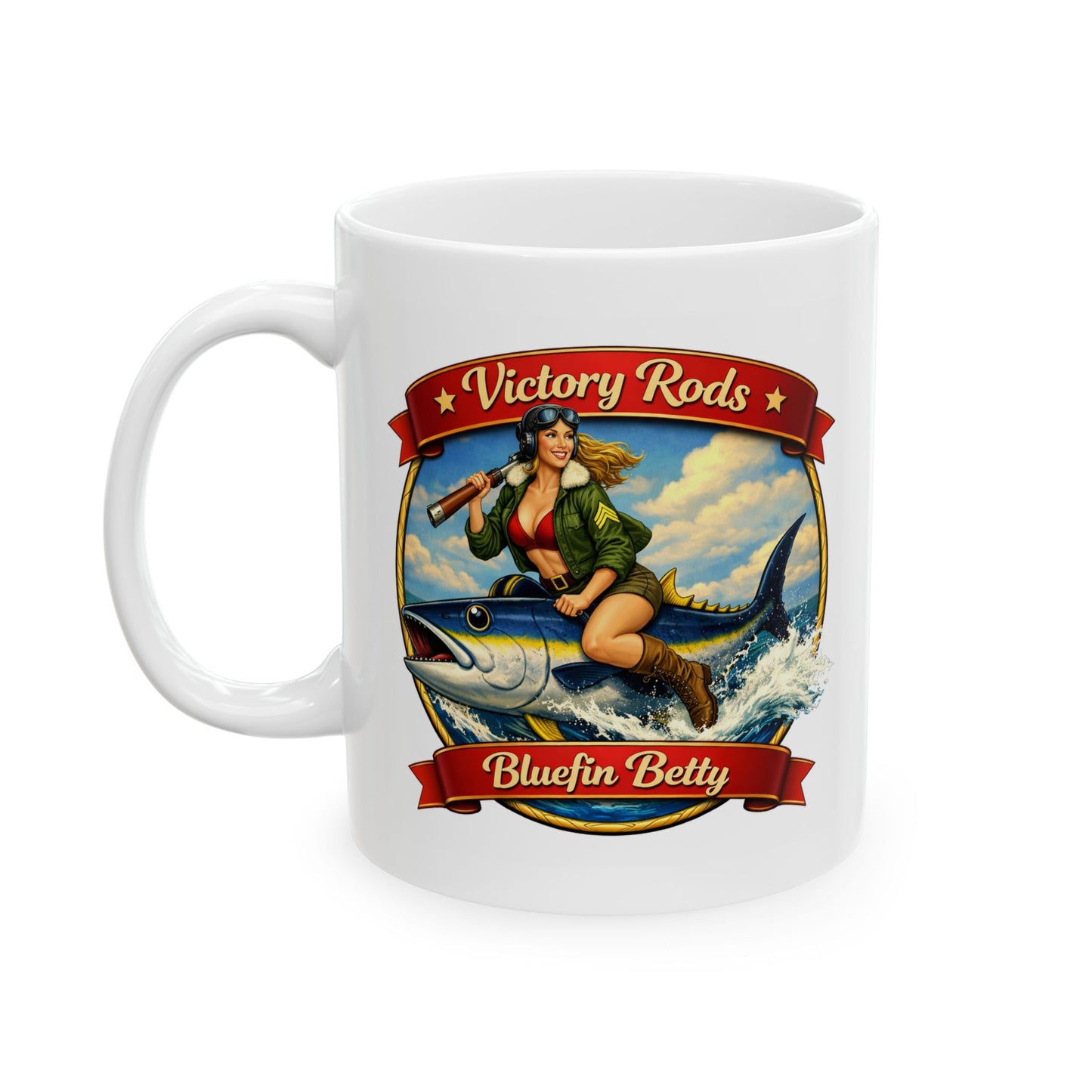 Victory Rods Pin-up Nose Art (Bluefin Betty) / Ceramic Mug (11oz/15oz)(11oz, 15oz)