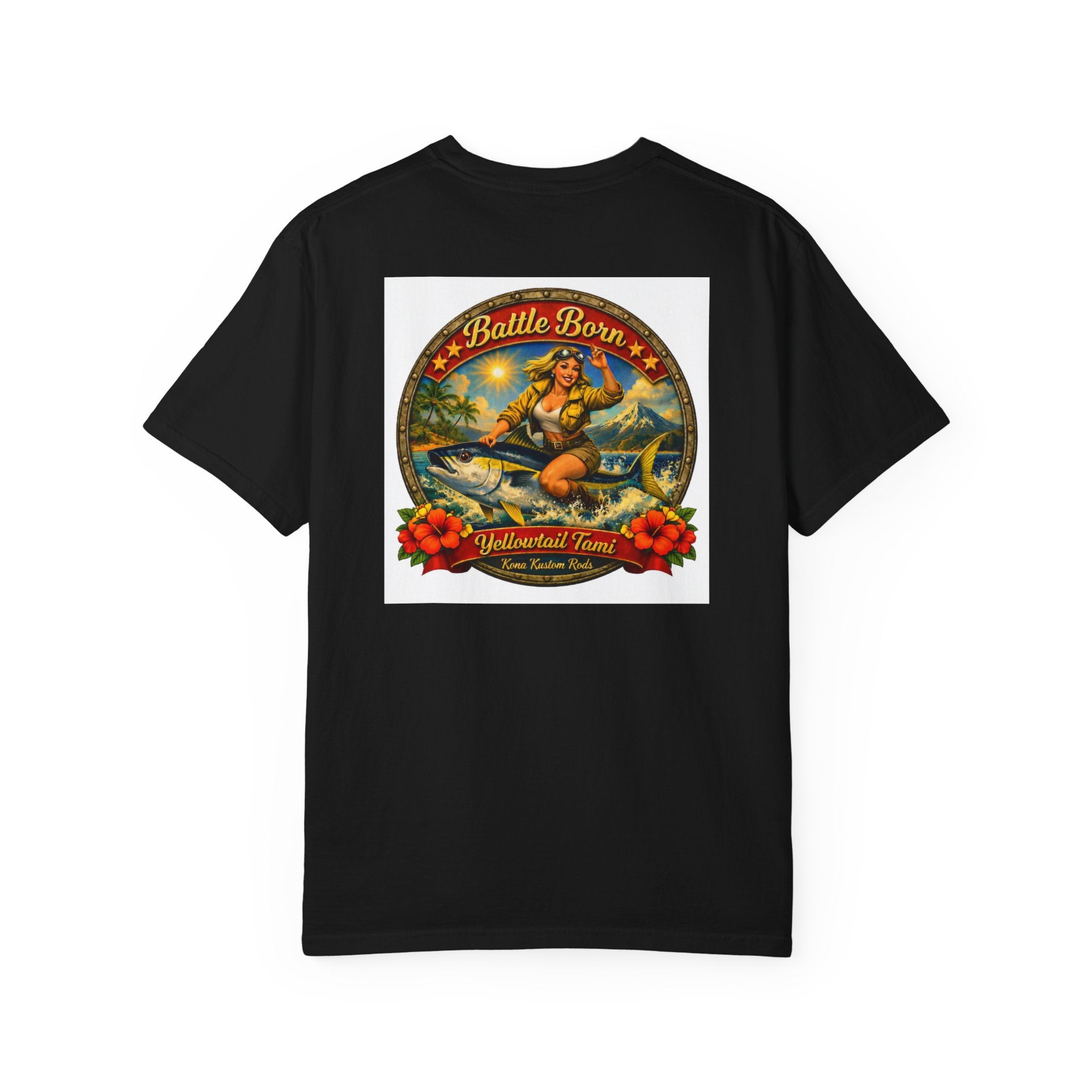 Yellow Tail T-Shirt — "Battle Born" Vintage Pinup Graphic