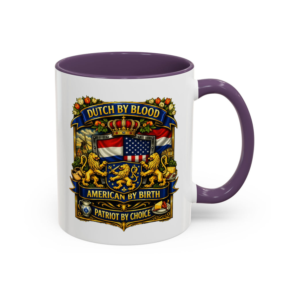 Dutch/American Pride Mug with Vintage Botanical Crest Design