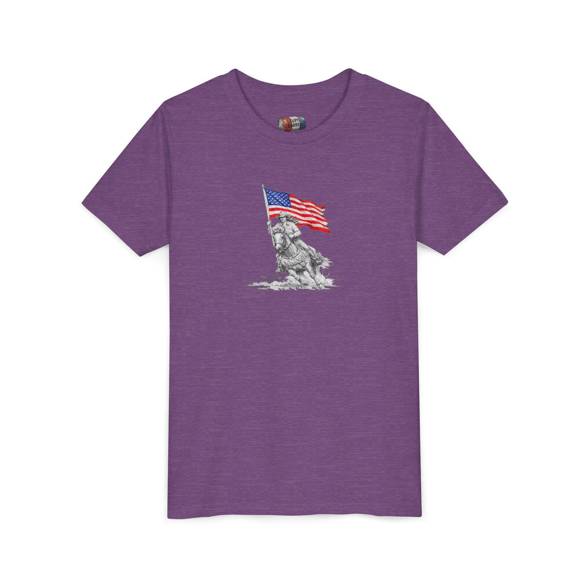 Youth Tee — Rodeo Barrel Racer with Patriotic Barrel Graphic