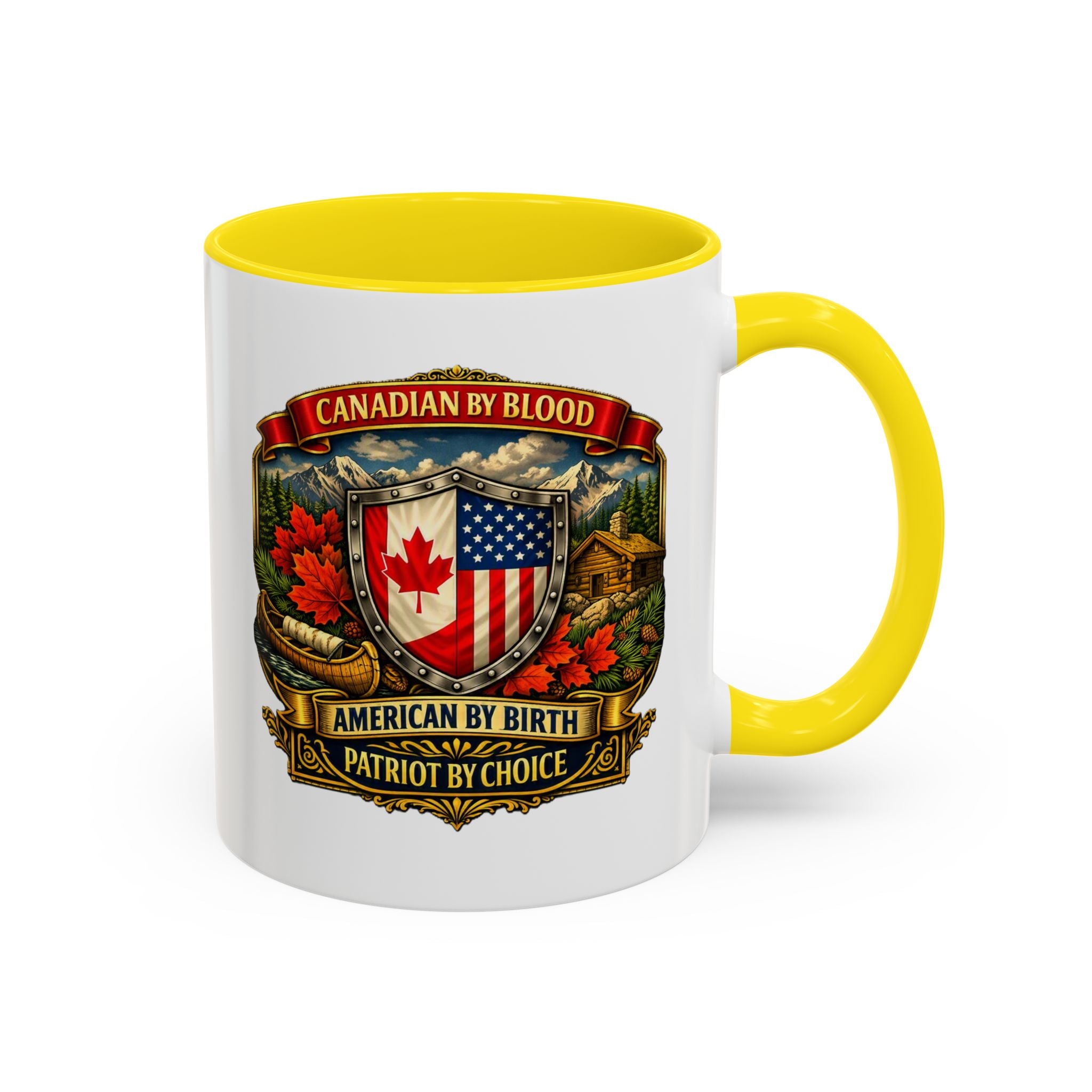 Canadian by Blood American by Birth Accent Coffee Mug — Patriot by Choice 11/15oz