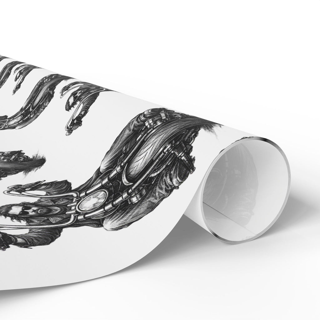 Vintage Biker Pattern Wrapping Paper — Black & White Holiday Gift Wrap