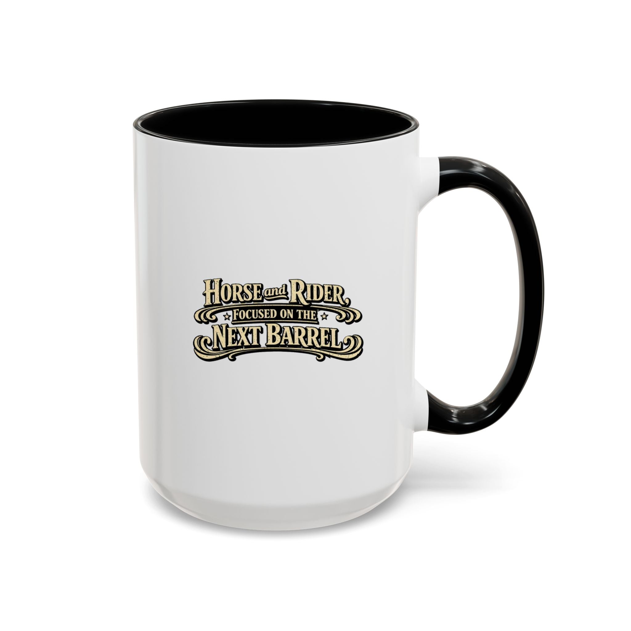 Barrel Racing Coffee Mug — "Horse and Rider Focused on the Next Barrel"