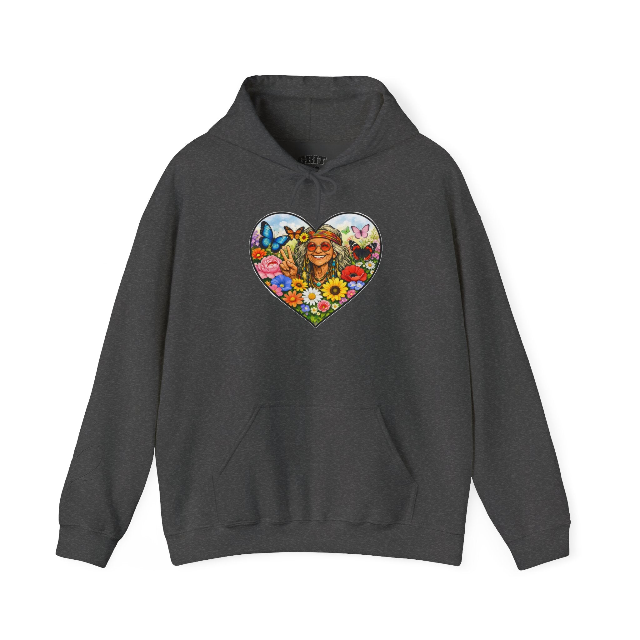 Heart Floral Hippie Hoodie - Vintage Flower Child Pullover