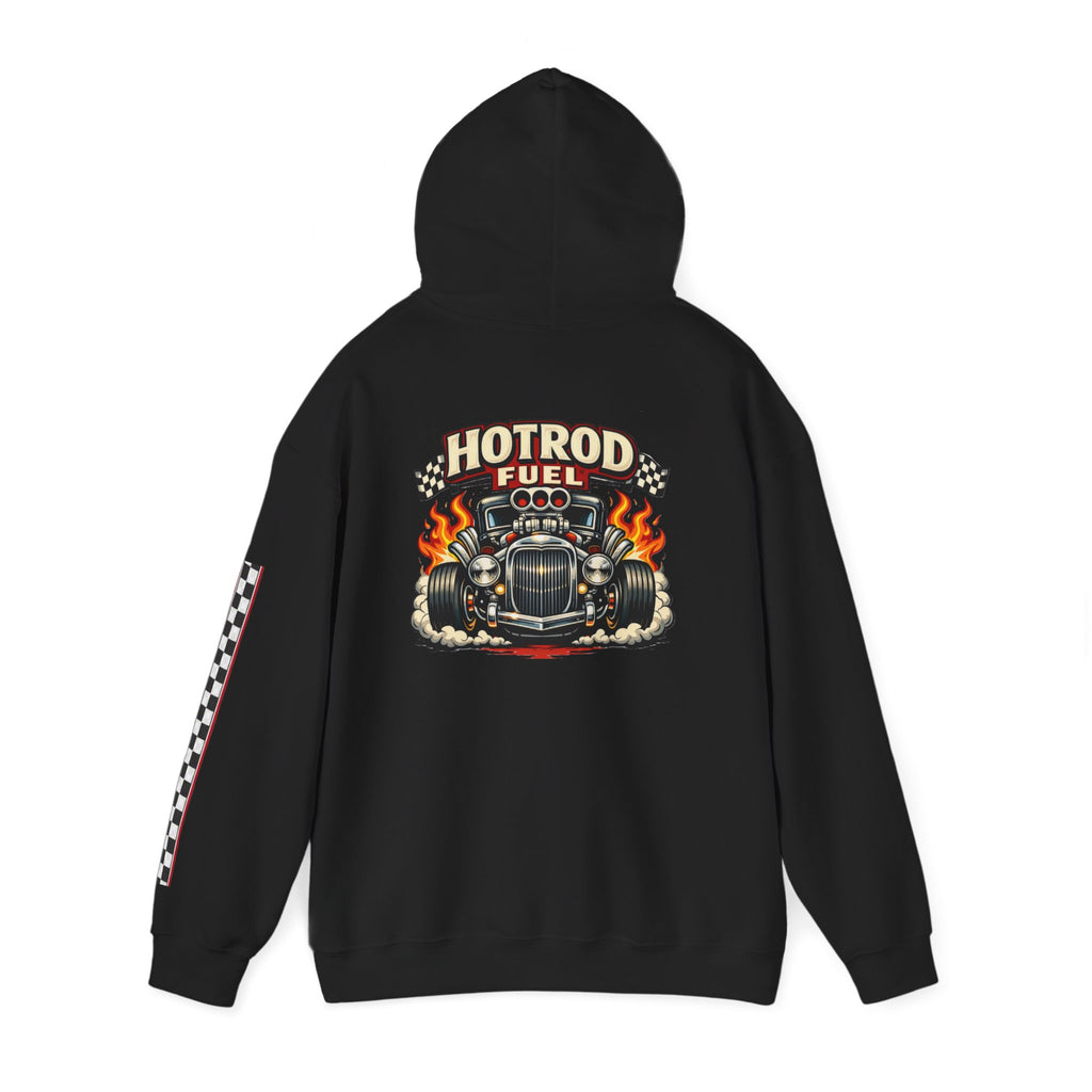 Hot Rod Hoodie — "Hot Rod Fuel" Vintage Car Racing Pullover