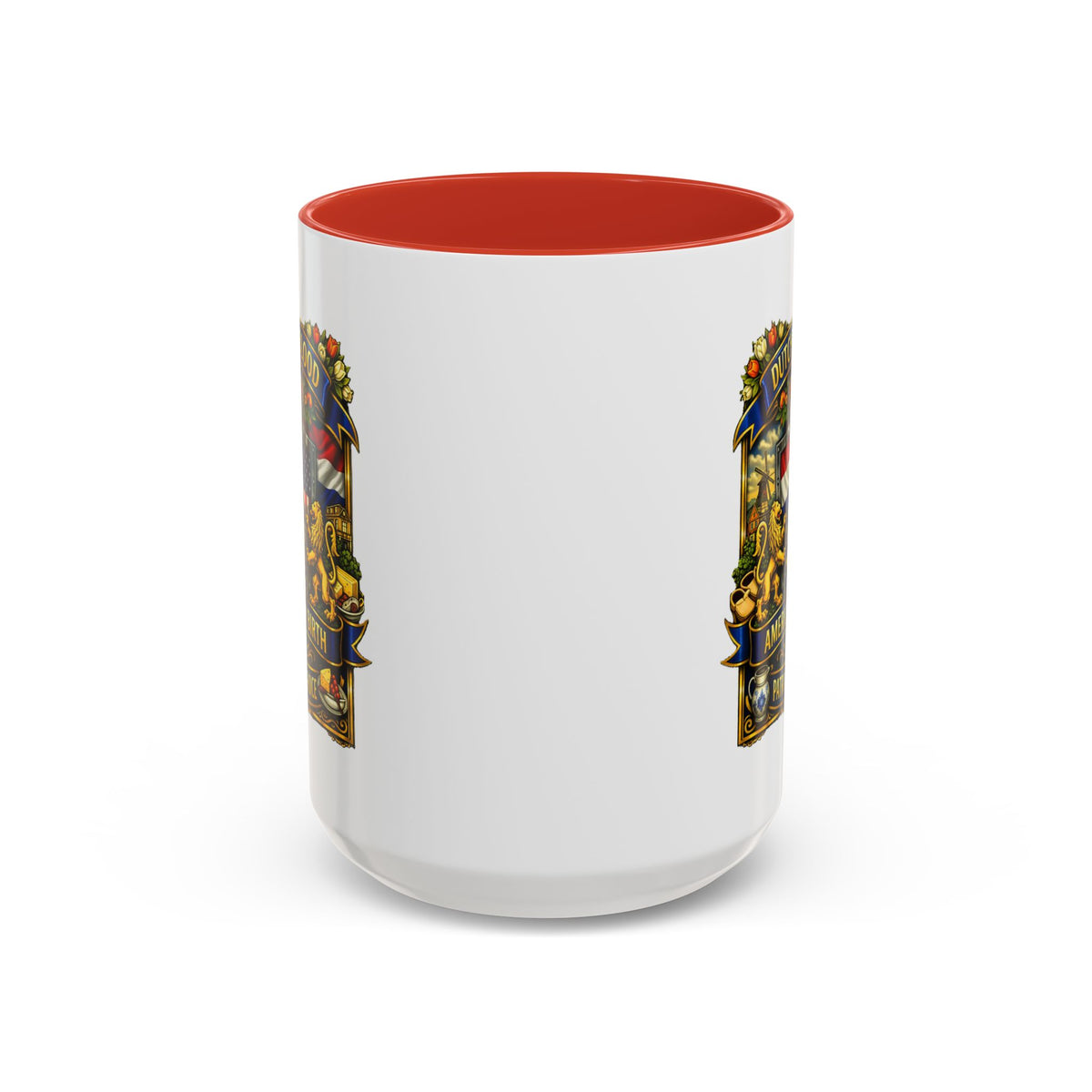 Dutch/American Pride Mug with Vintage Botanical Crest Design